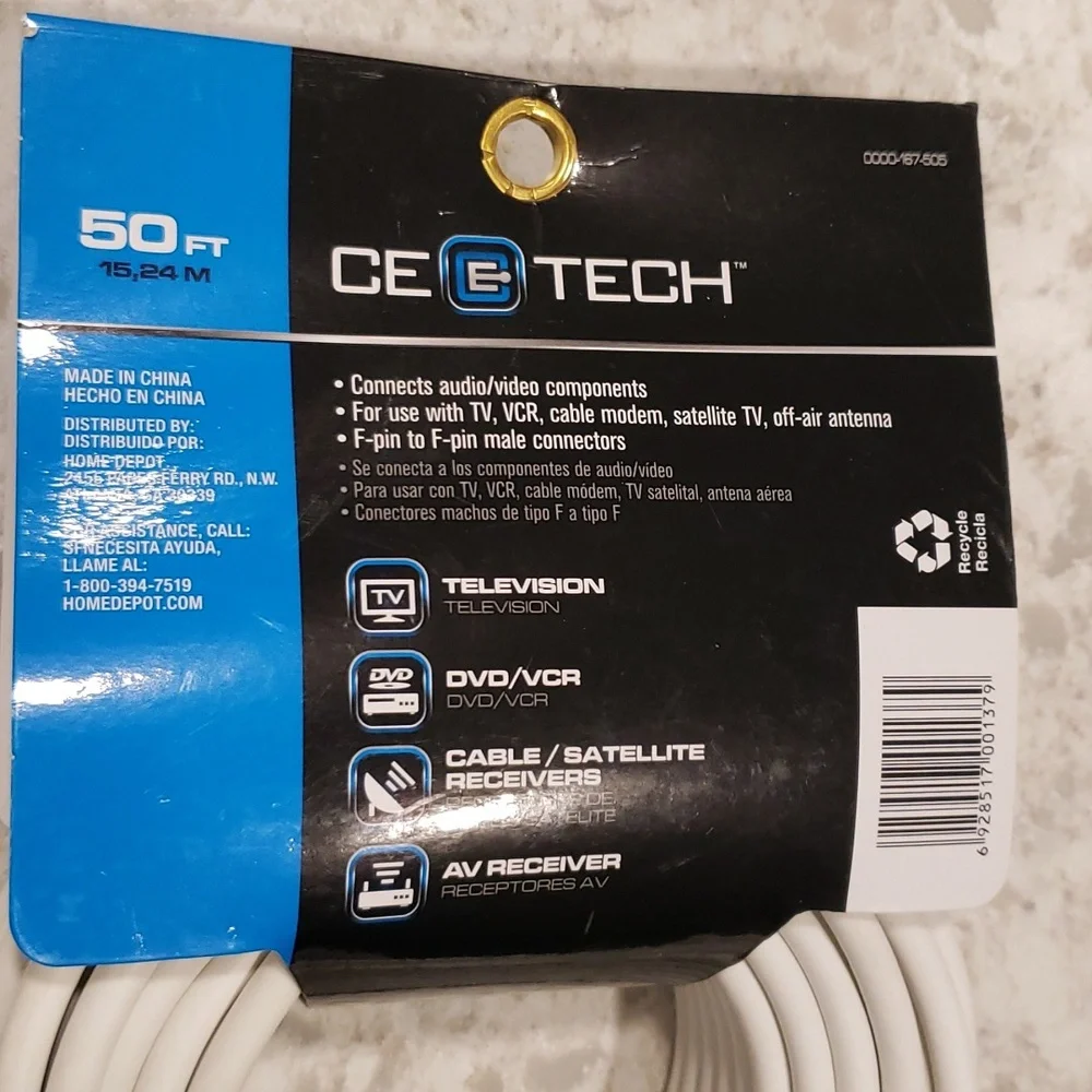 50ft RG-6 Coaxial Cable CE TECH